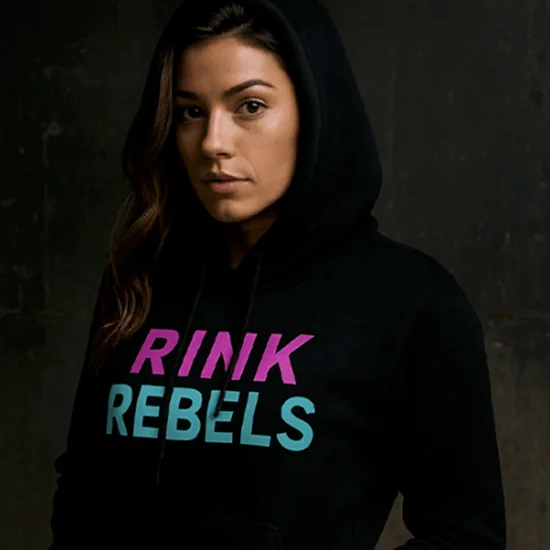 Black Rink Rebels wordmark hoodie